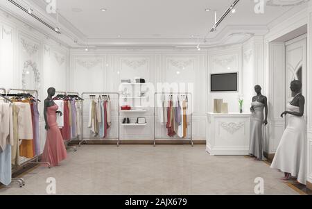 clothing store, interior visualization, 3D illustration Stock Photo