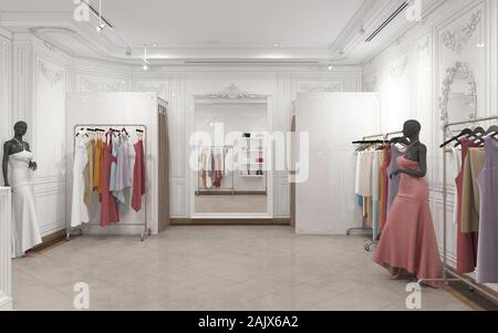 clothing store, interior visualization, 3D illustration Stock Photo