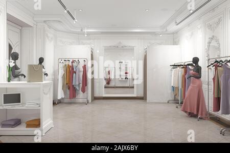 clothing store, interior visualization, 3D illustration Stock Photo