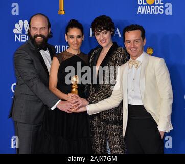 Los Angeles, USA. 05th Jan, 2020. LOS ANGELES, USA. January 05, 2020: Brett Gelman, Sian Clifford, Phoebe Waller-Bridge & Andrew Scott in the press room at the 2020 Golden Globe Awards at the Beverly Hilton Hotel. Picture Credit: Paul Smith/Alamy Live News Stock Photo