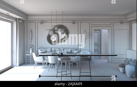 residential interior visualization, 3D illustration Stock Photo - Alamy