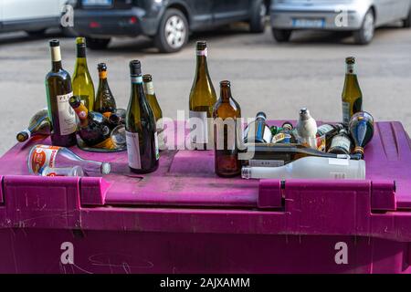 Glass waste bottles Stock Photo