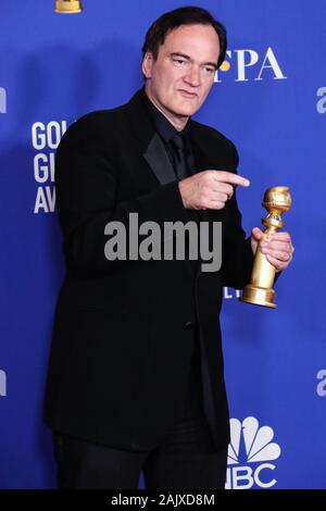 Beverly Hills, United States. 05th Jan, 2020. BEVERLY HILLS, LOS ANGELES, CALIFORNIA, USA - JANUARY 05: Quentin Tarantino poses in the press room at the 77th Annual Golden Globe Awards held at The Beverly Hilton Hotel on January 5, 2020 in Beverly Hills, Los Angeles, California, United States. (Photo by Xavier Collin/Image Press Agency) Credit: Image Press Agency/Alamy Live News Stock Photo