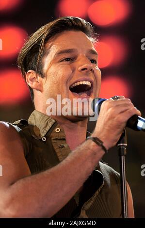 Milano Italy 05/31/2003, Civic Arena :  Ricky Martin in concert during the musical event 'Festivalbar 2003'. Stock Photo