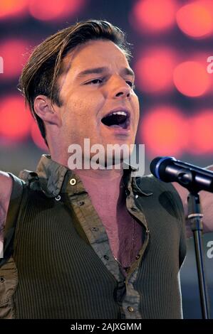 Milano Italy 05/31/2003, Civic Arena :  Ricky Martin in concert during the musical event 'Festivalbar 2003'. Stock Photo