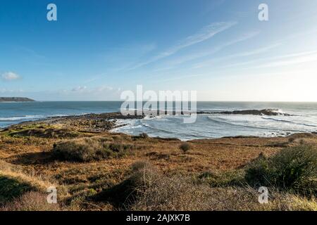 Port Eynon Salt House and the Salt house spit. Port Eynon, Gower Peninsula, Wales. UK Stock Photo