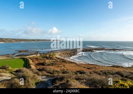 Port Eynon Salt House and the Salt house spit. Port Eynon, Gower Peninsula, Wales. UK Stock Photo