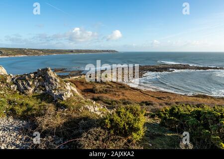 Port Eynon Salt House and the Salt house spit. Port Eynon, Gower Peninsula, Wales. UK Stock Photo