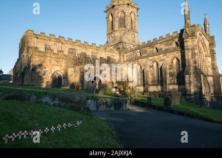 All Saints Church, the Parish church of the historical market town of Bakewell in the heart of the Peak District. Stock Photo