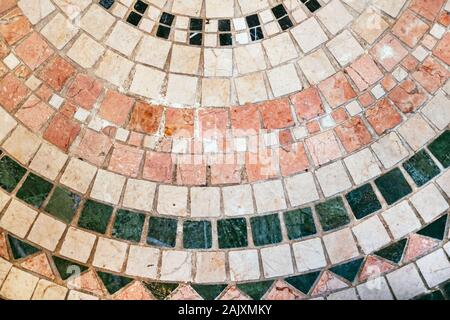 Tiled pattern on floor. Nature stone wall. Texture background. Interior decoration. Stock photo. Stock Photo