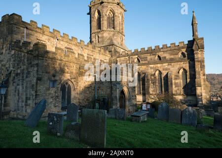 All Saints Church, the Parish church of the historical market town of Bakewell in the heart of the Peak District. Stock Photo