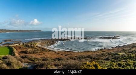 Port Eynon Salt House and the Salt house spit. Port Eynon, Gower Peninsula, Wales. UK Stock Photo