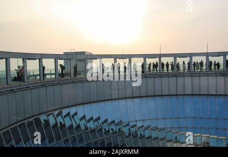 Tourists on observation deck of Umeda Sky Building, Osaka, Japan Stock Photo