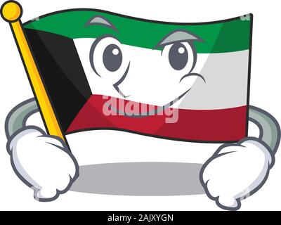 Cool flag kuwait mascot character with Smirking face Stock Vector