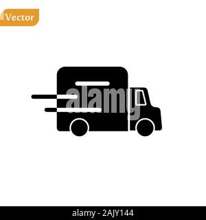 Fast shipping delivery truck flat vector icon for apps and websites Stock Vector