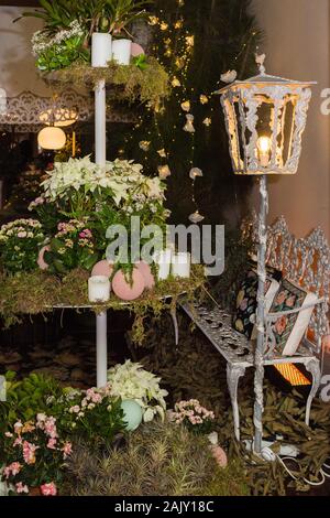 View of creative decoration of christmas table Stock Photo