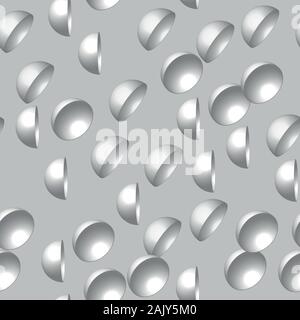 White Hemispheres 3D Seamless Pattern Stock Vector