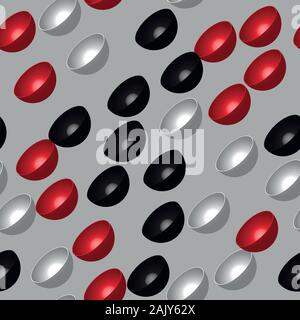 Red White Black Hemispheres Seamless Pattern Stock Vector