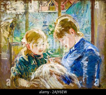 Berthe Morisot, The Artist's Daughter Julie with her Nanny, portrait painting, circa 1884 Stock Photo