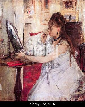 Young woman powdering her face 1877 by Berthe Morisot 1841-1895 Stock ...