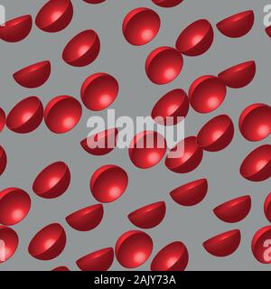 Red Hemispheres 3D Seamless Pattern Stock Vector