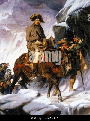 Paul Delaroche, painting, Napoleon Bonaparte Crossing the Alps, 1850 Stock Photo