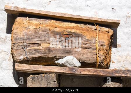 Traditional wooden bee hive in Dolpo, Nepal Stock Photo