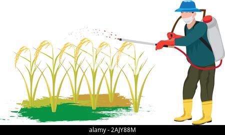 farmer manure into rice plant vector design Stock Vector