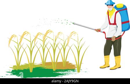 farmer manure into rice plant vector design Stock Vector