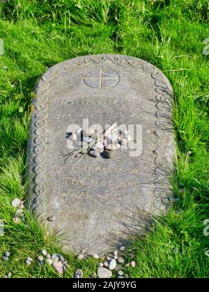 The grave of former Labour Party leader, John Smith, in the graveyard on the island of Iona in the Inner Hebrides in Scotland, UK Stock Photo