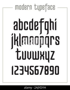 Modern condensed sanserif minimalist font typeface in vector format Stock Vector