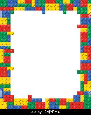 colourful frame of popular kids toy building blocks in vector format Stock Vector