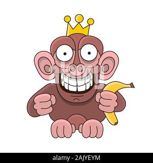 Monkey On A White Background, Vector Illustration Suitable For Greeting Card, Poster Or T-shirt Printing. Stock Vector