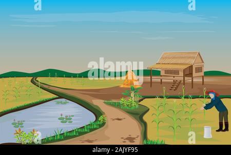 agriculturist manure in corn plant vector design Stock Vector