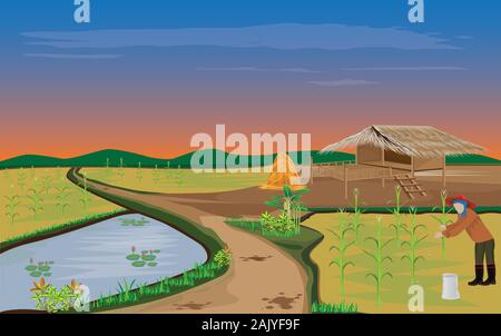 agriculturist manure in corn plant vector design Stock Vector