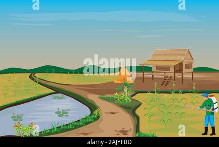 agriculturist manure in corn plant vector design Stock Vector