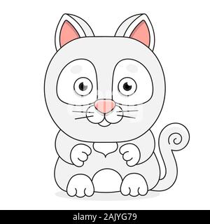 Cat On A White Background, Vector Illustration Suitable For Greeting Card, Poster Or T-shirt Printing. Stock Vector