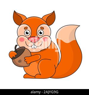 Squirrel On A White Background, Vector Illustration Stock Vector