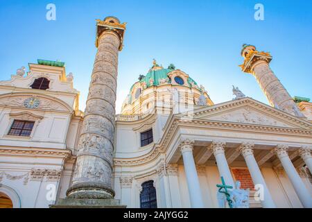baroque church located on  Karlsplatz in Vienna Stock Photo