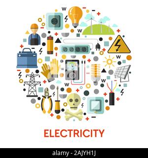 Electricity isolated icon, electrician tools and eco energy Stock Vector