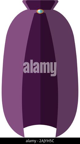 Vector icon of wizard cloak in flat style. Magic cloak of mage, wizard and witch for halloween design. Vector flat illustration of witch cloak, purple Stock Vector