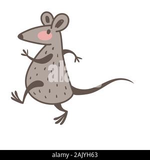 2020 Chinese New Year zodiac symbol, rat or mouse running Stock Vector