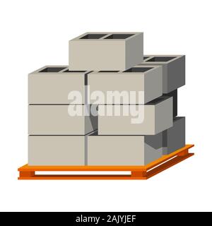 Heavy concrete building blocks pile isolated icon Stock Vector