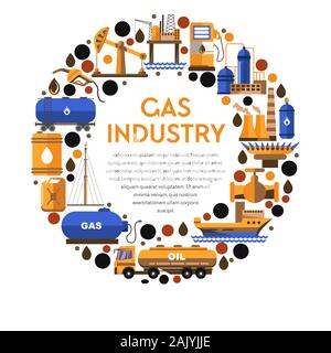 Oil mining and gas industry isolated icon, factory or plant Stock Vector