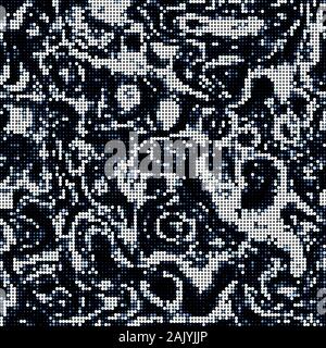 Techno disco circles halftone wavy effect pattern Stock Vector