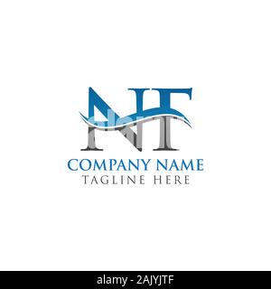 Initial Letter NF Logo Design Vector Template. NF Letter Logo Design Stock Vector