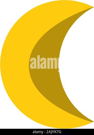 Vector flat illustration of crescent moon. Flat simple minimalistic icon of crescent moon, isolated on white background. Simple flat and cartoon icon Stock Vector
