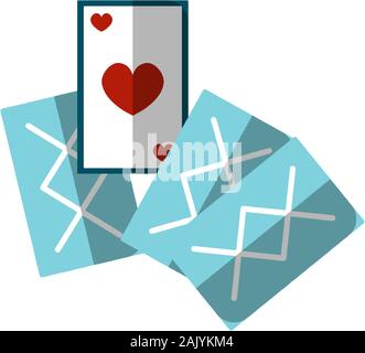 Vector flat illustration of playing cards. Icon of pocker cards isolated on white background. Game cards for pocker, casino illustration. Play card Stock Vector