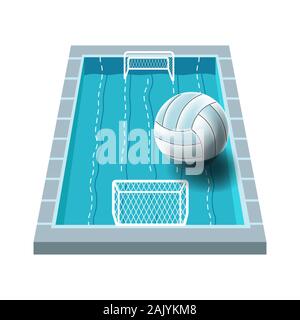 Water polo isolated icon, swimming pool with gates Stock Vector