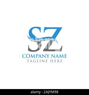 Initial Letter SZ Logo Design Vector Template. SZ Letter Logo Design Stock Vector